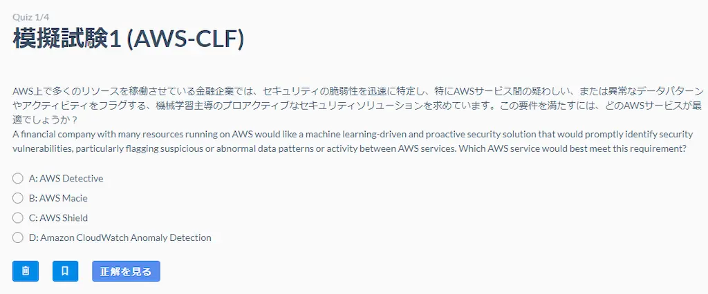 Zero-to-one-AWS CLF-問題集-利用画面-3